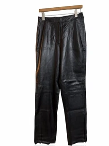 Apostrophe Women’s Size 10 Leather Straight Leg Pant 28X31L NWT $90 Raw Hem - Picture 1 of 12
