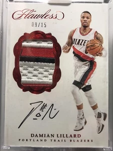 Flawless DAMIAN LILLARD Patch Auto Sick $ Nasty Blazers Ruby Red Gem - Picture 1 of 1