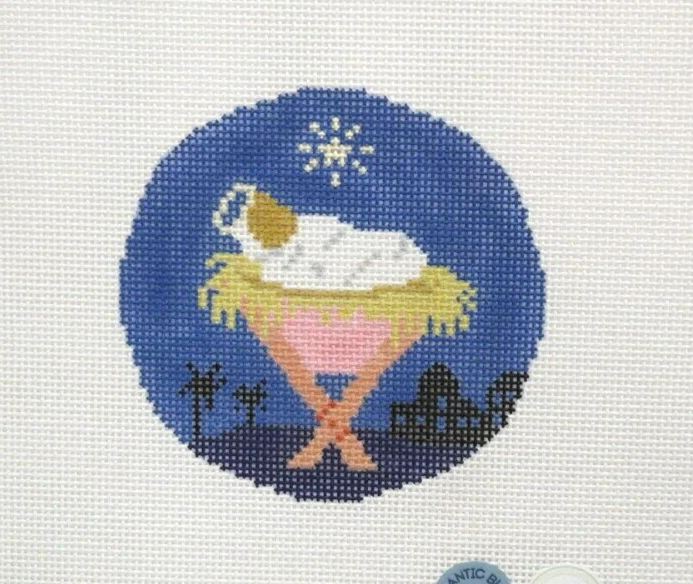 Atlantic Blue Canvas Baby Jesus Nativity Handpainted Needlepoint Canvas - Image 1 of 1