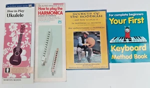 4 x "How to" Music Instruction Books: Ukulele Harmonica Bodran Keyboard Bundle - Picture 1 of 10