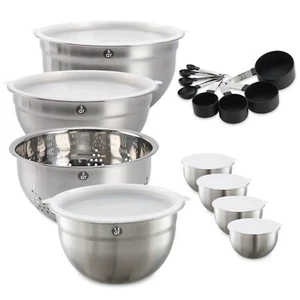 Stainless Steel Mixing Bowls Set with lids for kitchen, 23 Piece Set For Cooking - Picture 1 of 8