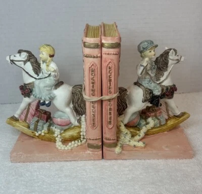 Sujetalibros únicos vintage de caballo mecedor para habitación de niños hechos a mano niño niña Foto 1 de 4