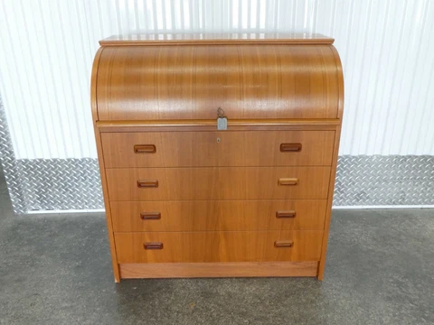 VINTAGE SCANDANAVIAN DANISH MODERN TEAK CYLINDER DESK MADE IN SWEDEN Cover