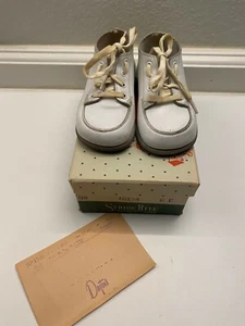 Vintage Stride Rite Baby Shoes Lace-up White Original Box & Receipt 1968 - Picture 1 of 6
