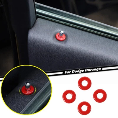 Cubierta de pasador de cerradura de coche 4P para Dodge Durango 2011-2024 Accesorios ABS Rojo Foto 1 de 4