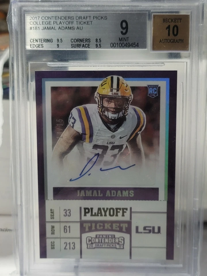 2017 Jamal Adams CONTENDERS PLAYOFF TICKET #14/15 GRADED BGS 9 - AUTO 10 L@@K!!! - Image 1 of 3