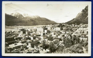 Juneau Alaska ak Air View looking west real photo postcard RPPC - Picture 1 of 2