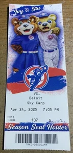 2025 South Bend A+ League Baseball Ticket Cubs Stu D. Baker (Stu) & Ivy Bear - Picture 1 of 5