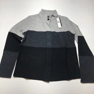 Karl Lagerfeld Jacket Womens Medium KLP Color Block Boiled Wool Steel Grey NWT - Picture 1 of 12