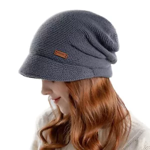 Womens Winter Beanie HatFleece Lining Warm Knitted Slouchy Beanie Hats Cap wi... - Picture 1 of 7