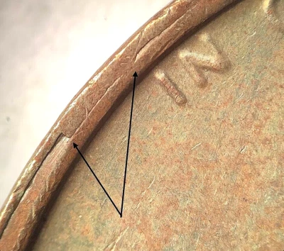 1972 P Lincoln Memorial Cent-"Rim Finned Mint Error"-(Die Dent & Toned-AU-Beauty - Image 1 of 4