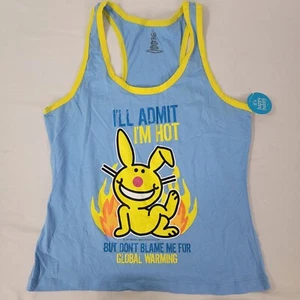 Camisa pijama sin mangas azul para mujer It's Happy Bunny talla XL vintage I'm Hot - Imagen 1 de 5
