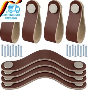 Selftek 8 Stück Leder Schubladengriffe Pull DIY Leder Kleiderschrank Griffe Mit - Bild 1 von 12