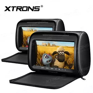 2X Black 9" HD Car Seat Pillow Headrest Monitor DVD Player Game HDMI USB SD - Picture 1 of 12