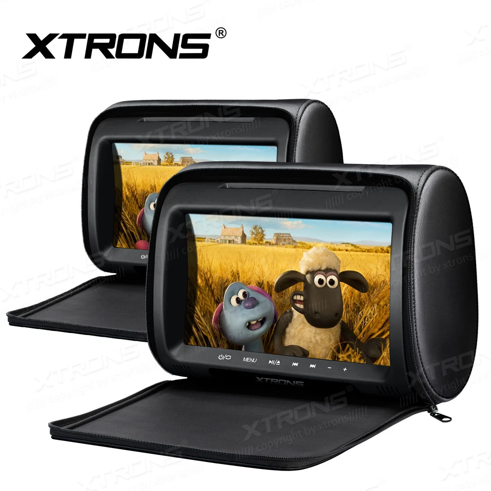 XTRONS 2PCS 9" HD HDMI Monitor Kopfstützen Auto Kopfstütze DVD USB SD RCA Spiel - Bild 1 von 4