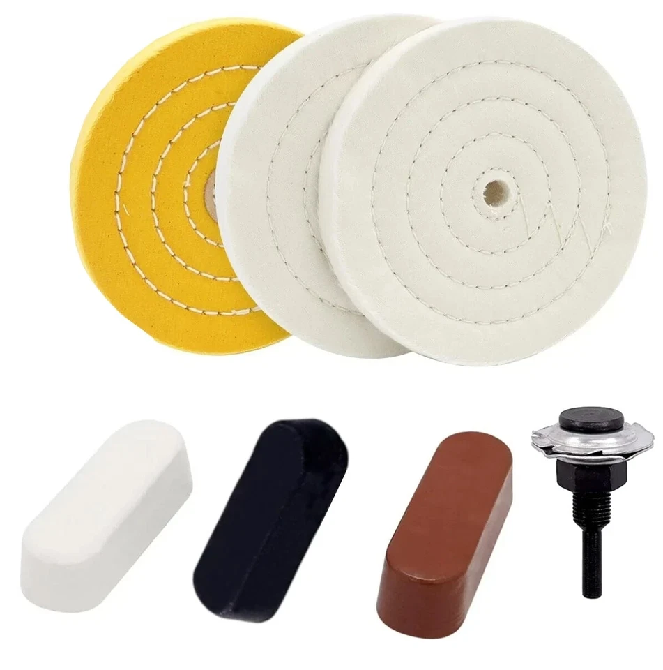 Kit de rueda de pulido de 4" compuesto de pulido de 3 piezas, suave con eje Foto 1 de 1