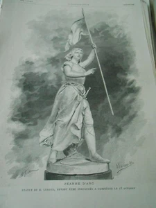 Jeanne d'Arc statue de Leroux Gravure 1880 - Foto 1 di 1