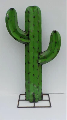 ARTE DE PATIO DE METAL 36" SAGUARO CACTUS ESCULTURA VERDE Foto 1 de 4