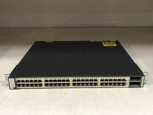 PRZEŁĄCZNIK CISCO WS-C3750E-48PD-S 90 DNI GWARANCJI - Zdjęcie 1 z 1