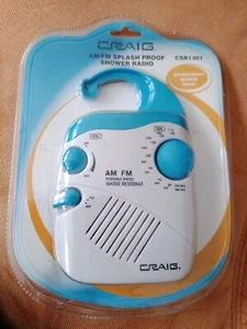 Craig Am/Fm Splash Proof Shower Radio White Blue CSR 1301 New Sealed - Picture 1 of 6