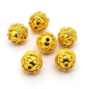 3 Pcs 12mm Bali Bead 18k Gold Plated - Picture 1 of 5
