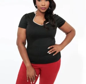 Steady Clothing 2X Black White Sophia Rockabilly Top - Picture 1 of 5