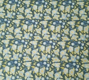 A Meadow's Tale BTY Ana Davis Blend Fabrics Calico Floral Green Blue - Picture 1 of 3