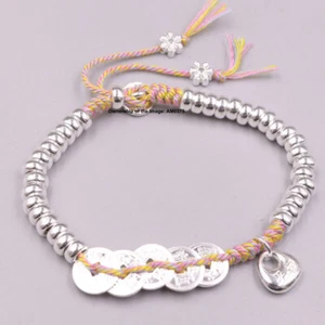 Pure 925 Sterling Silver Bracelet for Women 5.5mm Abacus Beads Adjustable - Picture 1 of 6