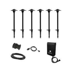 HAMPTON BAY 6-Pack 6x90 Lumen Low Voltage LED Black Landscape Path Light Kit - Picture 1 of 7