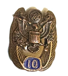 Vintage US Army 10 Years Service Small Copper Pin Badge American Eagle - Picture 1 of 3