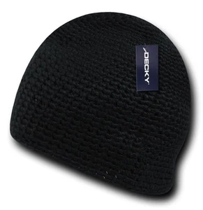 Black Knit Braid Warm Winter Ski Cuffless Crochet Beanie Beanies Cap Hat Hats - Picture 1 of 1
