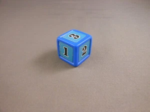REPLACEMENT PART ONLY Blue Plastic Die 1 2 2 3 3 4 Milton Bradley Game Piece - Picture 1 of 4