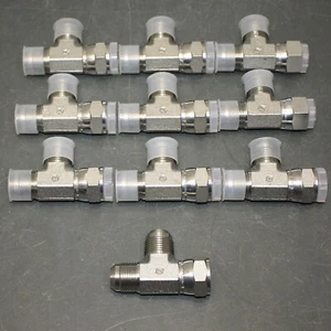 (10) Brennen Tee Fitting 6602-12-12-12-FG, 3/4" x 3/4" x 3/4" JIC, Steel - Picture 1 of 6