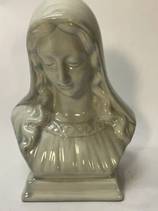 Vintage Holland Mold Mary Bust Statue Figurines Porcelain Glossy White 7.5" Tall - Picture 1 of 6