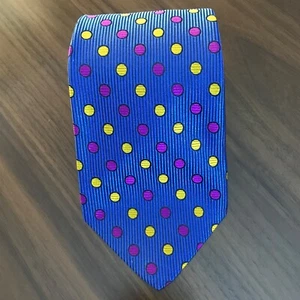 ROBERT TALBOTT Best of Class Silk Necktie Designer POLKA DOT Blue Yellow Pink - Picture 1 of 9
