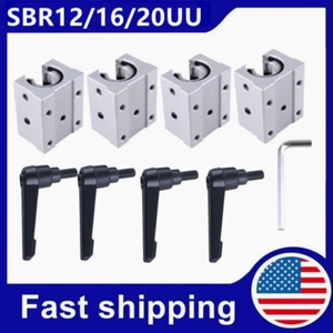 4 pz Blocco diapositiva di blocco SBR12UU SBR20UU e maniglia e chiave regolabile - Foto 1 di 15