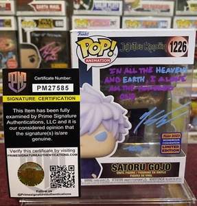 Jujutsu Kaisen Anime Satoru Gojo #1226 Funko Pop Signed Quoted By Kaiji Tang COA - Picture 1 of 8