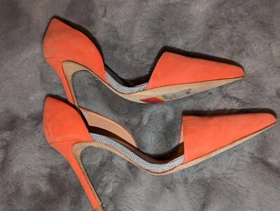 Ladies L.A.M.B. Spain Orange Open Ankle High Heeled Pumps size 8 1/2 - Изображение 1 из 4
