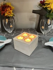 Farmhouse Tealight Candle Holder, Rustic Tealight Candle Holder, Centerpiece - Picture 1 of 4