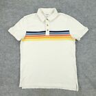 Sonoma Polo Shirt Men's Whjite Striped Short Sleeve 3-Buttons Collared Adult M
