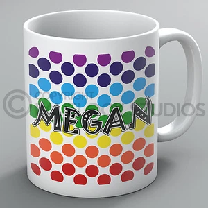 Name Mug Mugs Polka Dot Dots Dotty Spots Spotted Colour School Teacher Gift - Picture 1 of 1