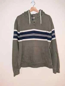 Fat Face Zip Hoodie Mens Large Green Cotton Striped Quality Jumper - Picture 1 of 13