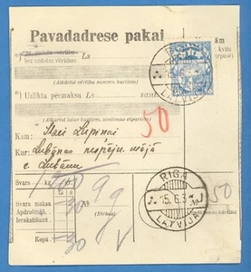 1934 LATVIA PARCEL POST COVER CANCEL RIGA TO LUBANA 1001 - Picture 1 of 2