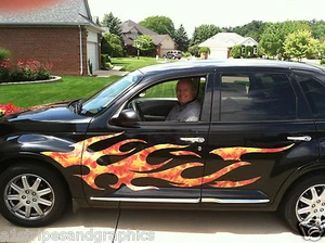 Flame Flames #2 FULL COLOR Side Graphics Decals Fit P/T Cruiser Chevy HHR SSR - Bild 1 von 2