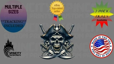 Виниловая наклейка с пиратским черепом на окно автомобиля графический ноутбук большой бампер наклейка на телефон - Изображение 1 из 4