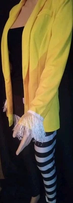 Ladies Size L Yellow Rockabilly Blazer  Fringe Split Back Lightweight rare  - Image 1 of 4