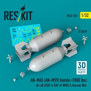 Bombas AN-M65 (AN-M59) (1000 libras) para todos los USAF y la RAF de la Segunda Guerra Mundial y la Guerra de Corea 2 piezas 1:32 - Imagen 1 de 3