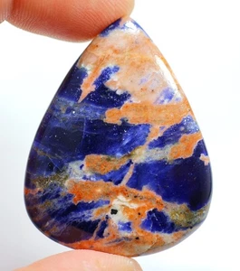 66 KT 6X34X44 mm NATÜRLICHER ORANGE BLAUER SODALITH BIRNE CABOCHON EDELSTEIN HK-497 - Bild 1 von 6
