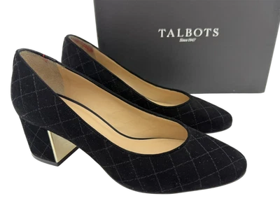 Zapatos de salón Talbots COMO NUEVOS Isa cosidos de cuero gamuza negro para mujer de 7,5 bloques Foto 1 de 4