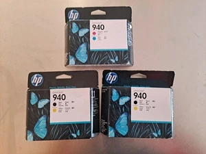 HP 940/C4900A Black/Yellow Printhead x 2 + HP 940 Magenta/Cyan C4901A x 1. New. - Picture 1 of 2